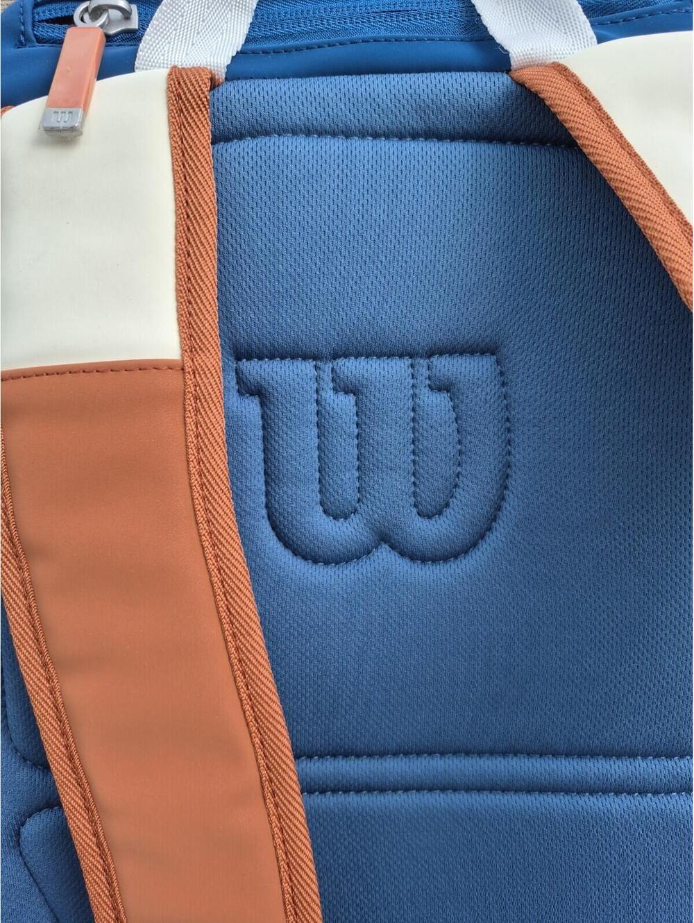 Wilson Roland Garros Super Tour Tennis Backpack 2 Racket Bag Blue / White / Navy - Picture 9 of 12